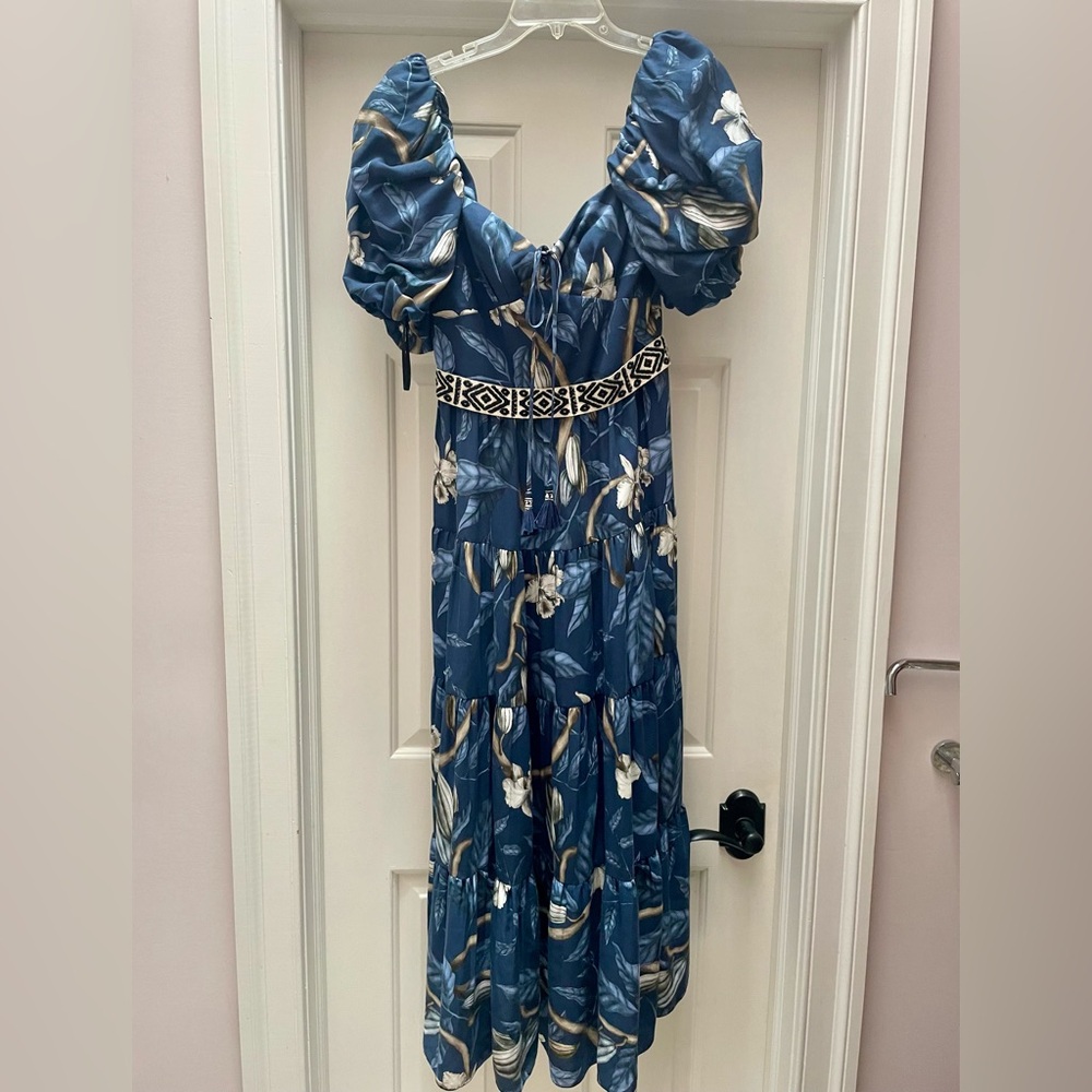 $1350 New Johanna Ortiz Botanical Heritage Long Floral Crepe Dress - Picture 6 of 15